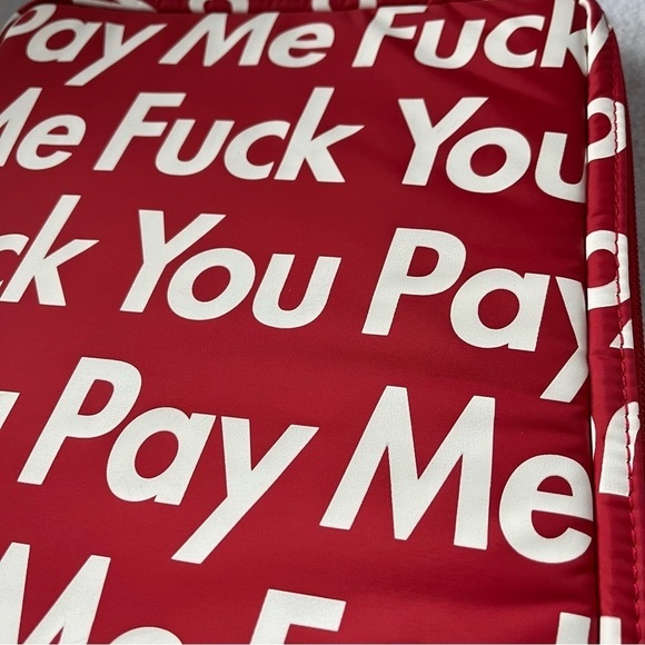 SUPREME x PORTER YOSHIDA Red Ipad Case Zip Around F*ck You Pay Me 2012 - Picture 9 of 16